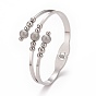 201 Stainless Steel Ball Beaded Open Bangle, 304 Stainless Steel Jewelry for Women