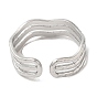 304 anillo de puño abierto de triple línea de acero inoxidable para mujer