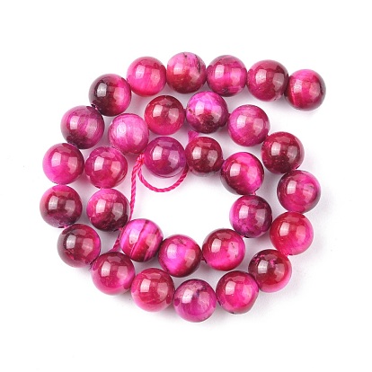 Natural Rose Tiger Eye Beads Strands, Dyed & Heated, Round