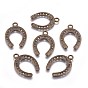 Tibetan Style Alloy Horseshoe Pendants, Cadmium Free & Lead Free, 30x22x2mm, Hole: 2mm