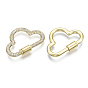 Brass Micro Pave Cubic Zirconia Screw Carabiner Lock Charms, for Necklaces Making, Cloud, Nickel Free, Real 16K Gold Plated