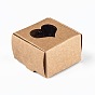 Rectangle Foldable Creative Kraft Paper Gift Box, Jewelry Boxes, with Heart Clear Window