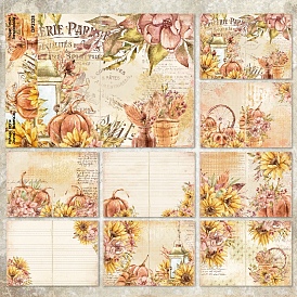 8 Sheets A5 Autumn Pumpkin Scrapbook Paper Pads, for DIY Album Scrapbook, Background Paper, Diary Decoration