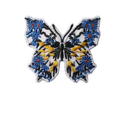 Tissu de broderie informatisé en forme de papillon, patchs à repasser/à coudre, accessoires de costumes
