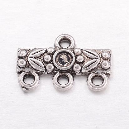 Zinc Alloy Chandelier Components Links, 3-Strand Reducer Connector, Cadmium Free & Lead Free, Rectangle, 17x11x2mm, Hole: 1mm