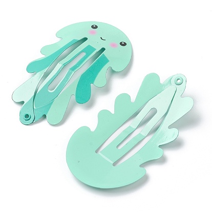 Baking Painted Iron Snap Hair Clips, for Children's Day, Jellyfish
