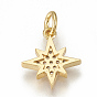 Brass Micro Pave Cubic Zirconia Charms, with Jump Rings, Star