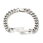 201 Stainless Steel Lighting Bolt Link Bracelet with Curb Chains for Women