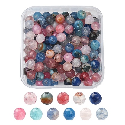 130 piezas de hilos de cuentas de ágata multicolor natural teñidas, ronda facetas, más disponible
