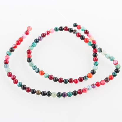 Natural Gemstone Agate Round Bead Strands, Dyed, 4mm, Hole: 1mm, about 92pcs/strand, 14.96 inch