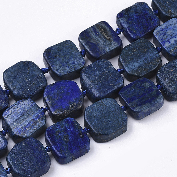 Natural Lapis Lazuli Beads Strands, Colored Wax, Rectangle