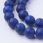 Lapis lazuli naturels teints perles rondes brins, givré
