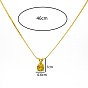 Real 18K Gold Plated Stainless Steel Pendant Necklaces, Cubic Zirconia Birthstone Necklace for Women, Flat Round