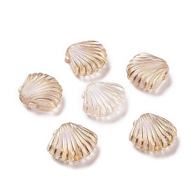 Plating Transparent Acrylic Beads, Golden Metal Enlaced, Shell