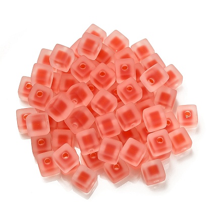 Frosted Acrylic European Beads, Bead in Bead, Cube