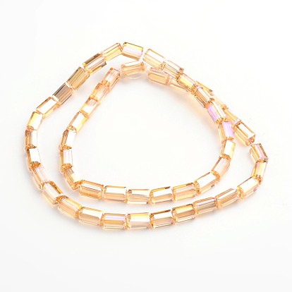 AB Color Plated Faceted Cuboid Electroplate Glass Beads Strands, 8x4x4mm, Hole: 1mm, about 50pcs/strand, 16 inch