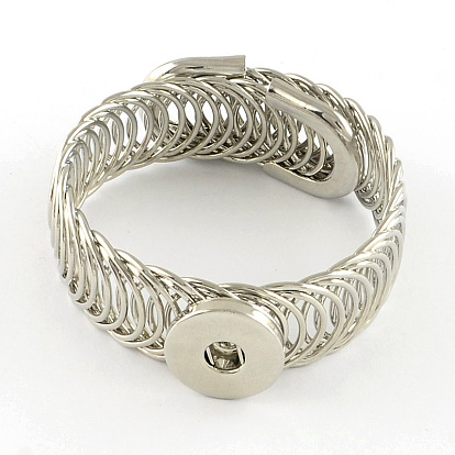 Adjustable Brass Snap Bracelet Making, with Iron Findings, 59x19mm, Fit snap button in 5~6mm knot
