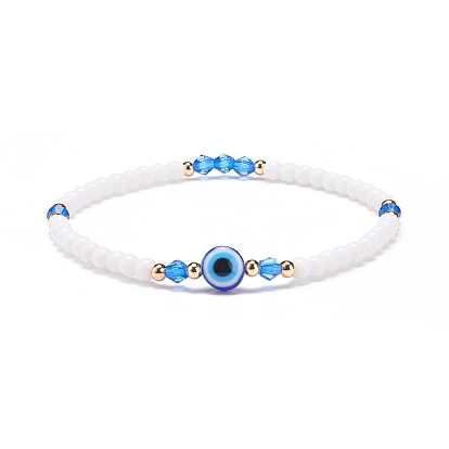 Mauvais œil en résine et bracelet extensible en perles acryliques pour femme