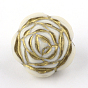 Rose Plating Acrylic Beads, Golden Metal Enlaced, 16.5x15mm, Hole: 2mm, about 285pcs/500g