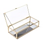 Rectangle Transparent Glass Jewellery Chest, with Flip Cover, for Jewelry Display Cosmetics Storage Box