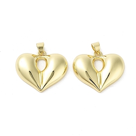 Brass Pendants, Cadmium Free & Lead Free, Long-Lasting Plated, Heart Charm