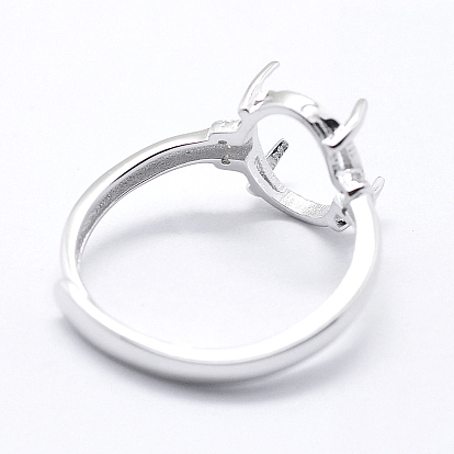 925 componentes de anillo de dedo de plata esterlina, con circonita, ajustable
