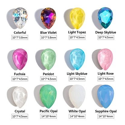 OLYCRAFT Pointback Rhinestone Beads Waterdrop Faceted Glass Rhinestone Gems for Jewelry Making, Nail Arts, Embellishment and DIY Decorations