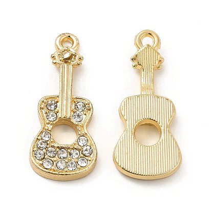 Colgantes de diamantes de imitación de aleación de chapado en rack, sin cadmio y níque y plomo, encantos de guitarra
