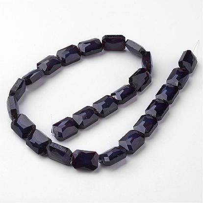 Glass Beads Strands, Faceted, Rectangle, Imitation Jade