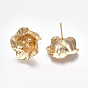 Brass Stud Earring Findings, with Loop, Flower, Nickel Free