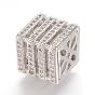 Brass Micro Pave Cubic Zirconia Beads, Cube