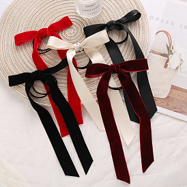 Korean Style Elastic Hair Accessories with Big Bow - Solid Color.