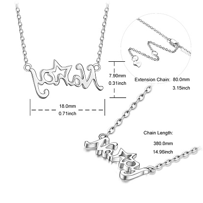 Ожерелья shegrace 925 из стерлингового серебра, с кабельными цепями, слово