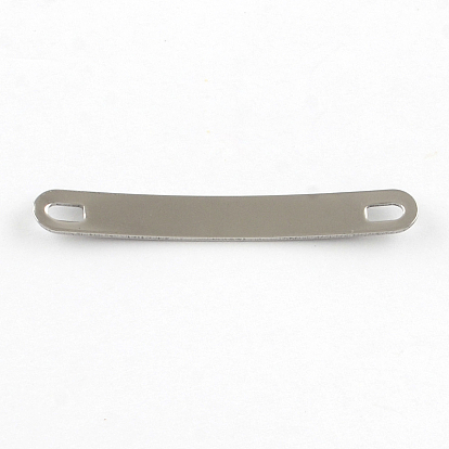 Enlaces / conectores de etiqueta en blanco de acero inoxidable rectángulo curvo 201, 49x6.3x1 mm, agujero: 2.5x4.5 mm