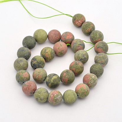 Frosted Round Natural Unakite Beads Strands