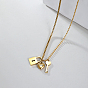 Heart & Key & Lock Stainless Steel Pendant Necklaces, Rhinestone & Ball Chain Necklace for Women