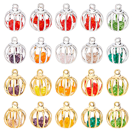 ARRICRAFT 20Pcs 2 Style Iron Lantern Charms, with Plastic Rhinestone inside, Mixed Color