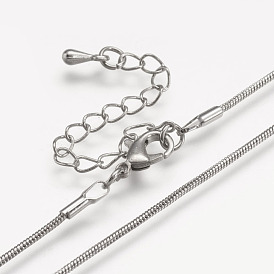 Стойки покрытие латунь змея цепи ожерелья, с застежками из лобстера и удлинителем цепи, толщина серебряного покрытия