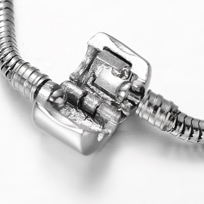 304 fabrication de bracelet de chaînes de serpent rondes en acier inoxydable de style européen, fermoirs européennes