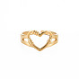 304 Stainless Steel Open Heart Cuff Ring for Women