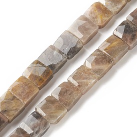 Natural Sunstone Beads Strands, Faceted, Square
