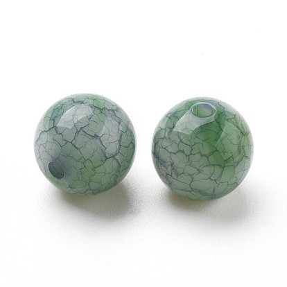 Crackle Acrylic Beads, Imitation Jade Beads, Round