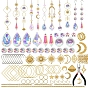 DIY Moon & Sun & Star Suncatchers Making Kit, Including Brass Chains & Pendant & Connector Links, Glass Beads & Charms