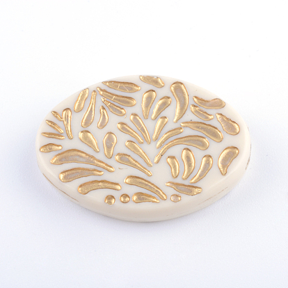 Oval Plating Acrylic Beads, Golden Metal Enlaced, 28x20x5.5mm, Hole: 1.5mm, about 203pcs/500g
