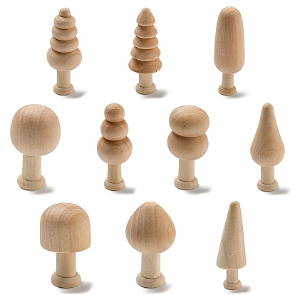 Schima Superba jouets pour enfants champignons en bois, figurines d'arbre en bois inachevées pour les arts, décoration de pâques peinte