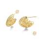 Brass Chunky C-shape Stud Earrings, Half Hoop Earrings for Women