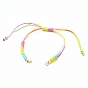 Adjustable Segment Dyed Polyester Bracelet Making, with 304 Stainless Steel Jump Rings and Brass Cube Beads