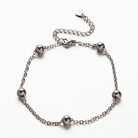 304 Stainless Steel Cable Chains Bracelets, with Lobster Claw Clasps, 8-1/4 inch(210mm)