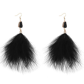 Feather Long Dangle Earrings, Gold Plated Alloy Jewelry for Women