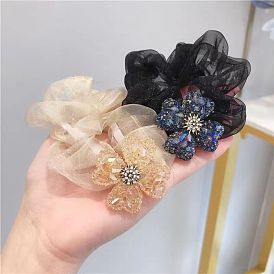 Sparkling Clover Hair Accessories Set for Women - Lucky Bowknot Elastic Hair Ties, Ponytail Holders and Bun Maker with Rhinestones